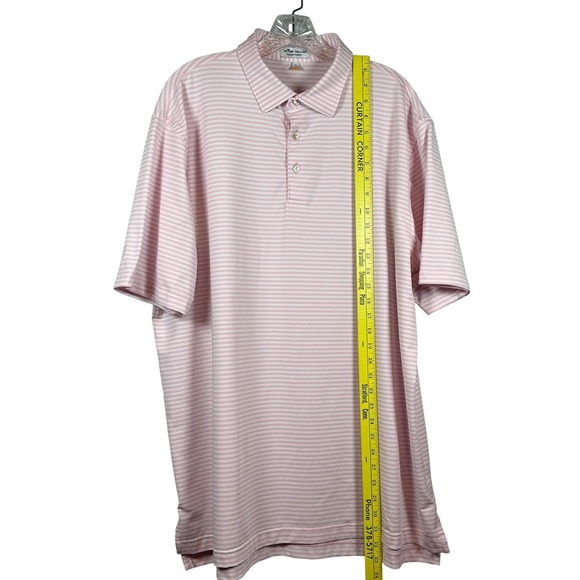 Peter Millar Summer Comfort, White and Baby Pink Striped Golf Polo, Size XL - Picture 4 of 7